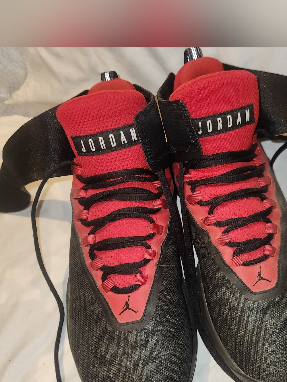 Jordan Black and Red High-Top Basketball Sneakers